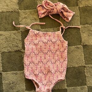 Kate Quinn Pink Patterned Kids One Piece